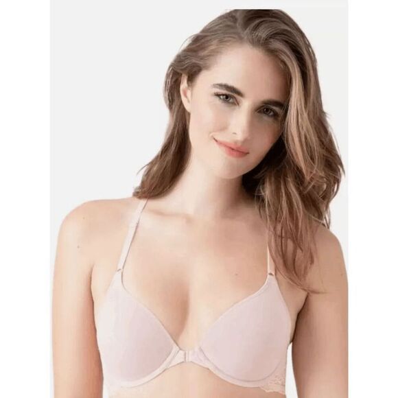 B. Tempt'd by Wacoal NWT size 32DD pink underwire bra Eyelet Front Close T-Shirt - Picture 7 of 8